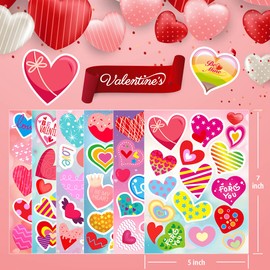 KARSLORA 30 Sheets Valentine Stickers, 490PCS Heart Stickers, Valentine Stickers for Kids, Valentines Crafts Party Favors for Kids, Valentines day Stickers