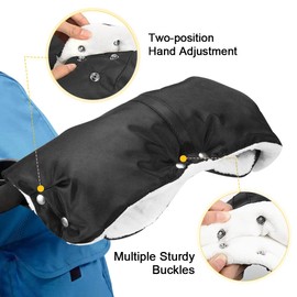 BNGXR Hand Warmer Pram Hand Warmer Gloves Hand Muff with Fleece, Waterproof and Wind-Resistant Pram Muff Universal Size for Pushchair Buggy Waterproof Windproof - Black