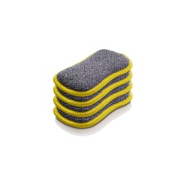 EE-Cloth Washing Up Pad, Premium Microfiber Non-Scratch Kitchen Dish Scrubber Sponge, Ideal for Dish, Sink and Countertop Cleaning, 100 Wash Guarantee, Yellow, 4 Pack