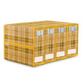 Mama Gs 4 Pack Bed Sheet Organizer and Storage with Zipper, Handle, Label & Window, Foldable Linen Closet Organizers and Storage for Sheet Set, Blanket, Duvet Covers – No Insect Entry Design (Yellow)