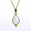 Opal gold necklace pendant, White Opal teardrop pendant, 14k gold