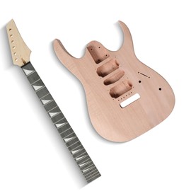 Ktaxon DIY Electric Guitar Kit with Mahogany Body, Full Size 6-String Electric Guitar Kits W/Maple Neck, Shoulder Strap, HSH Pickups, All Accessories Included, Wood Color (K170)