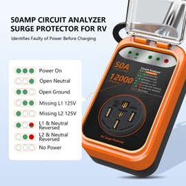 EPLCSE RV Surge Protector 50 Amp,RV Surge Voltage Protection with Safety Certification, 12000 Joules Circuit Analyzer for RV, RV Adapter Plug for Camper