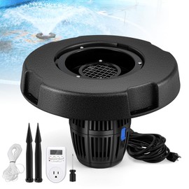 Poafamx Pond Fountain Aerator, 5000GPH Floating Fountain Pump for Large Pond, 33FT Power Cord Pond Aerator with Mooring Kit and Outlet Timer 110V for Pond Pool Lake Aquascape Oxygenation