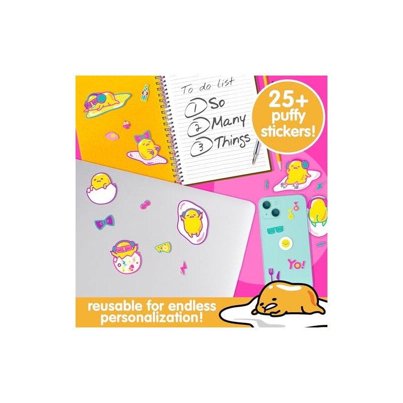 Gudetama The Lazy Egg Puffy etiqueta engomada Playset