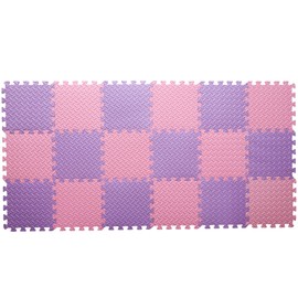 Coolcandy EVA Foam Play Mat, 18 Tiles Colorful Baby Play Mat, Kids Playmat with Solid Colored, 0.4" Thickened Foam Floor Tiles, Puzzle Play Mat for Baby Lying, Playing (Pink/Purple)