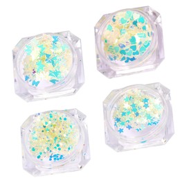 Mikinona 4 Pack of Nail Sequins Manicure Luminous Decor Star Geometric Ideal for Festivals and Events