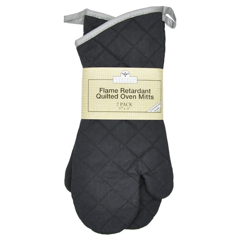 Nouvelle Legende Flame Retardant Quilted Oven Mitts, 17" Heavy-Duty Heat