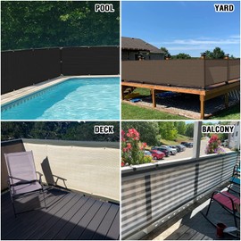 E&K Sunrise 3' x 10' Balcony Privacy Fence Screen Cover with Zip Ties Outdoor Screen Fence UV Protection for Deck Patio Backyard Apartment Pool Porch (Beige)