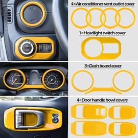 LAIKOU 21PCS Full Set Interior Decoration Trim Kit fit for Jeep Wrangler JL JLU 2018-2023 & Gladiator JT | Air Conditioning Vent Door Handle Speaker Light Headlight Switch Cover (Yellow)