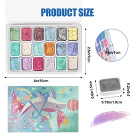 CraftyManor Mini Forestry Shifting Watercolor Painting Set, 18 Color Shifting Watercolor Paint Set, Shimmer Metallic Watercolor Paints Set, Glitter Watercolor Paint, Solid, Macaron Style
