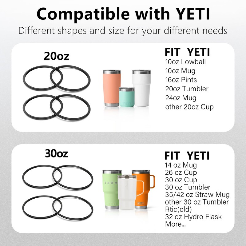 20 oz Rubber Seal Replacement Gasket for Yeti Lid, Leak-Proof