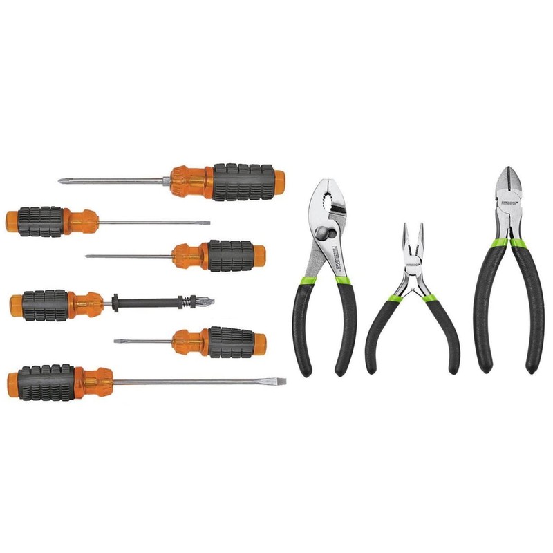10 Piece Screwdriver and Plier Tool Set with Tool Bag
