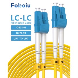 Foboiu 10 Pack LC to LC OS2 Fiber Patch Cable 2m(6.5ft),LC to LC Single Mode Fiber Patch Cable Duplex, Singlemode 1G/10GB Optical Patch Cable UPC/UPC, 9/125um, LSZH SMF Jumper Cord, Yellow