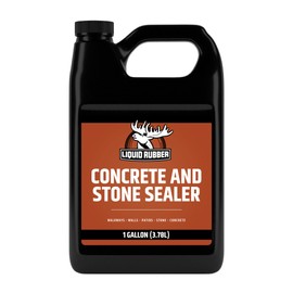 Liquid Rubber Concrete and Stone Sealer – Clear Satin Natural Look, UV Stable, Water Repellent – Seals Driveways, Patios, Pavers, Masonry, Walkways, Stone – Easy Application, 1 Gallon
