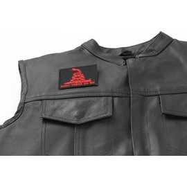 Don't Tread On Me Gadsden Flag Red Over Black Patch - 3x2.25 inch. Embroidered Iron on Patch