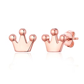Philip Jones Rose Gold Plated Crown Stud Earrings
