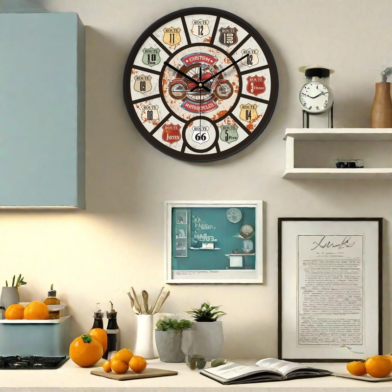 NUOVO 12 Inch Vintage Wall Clock Motorcycle Wall Clock with