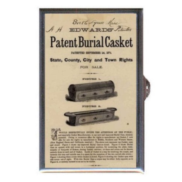 1874 Patent Burial Casket Gothic Victorian Horror Decorative Pill Box