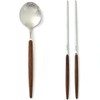 Walnut spoon + chopsticks cutlery set for 1 person /
