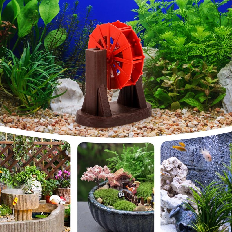 GOOHOCHY Portable Mini Water Wheel Fountain Accessory 3.54 Inch Simulated