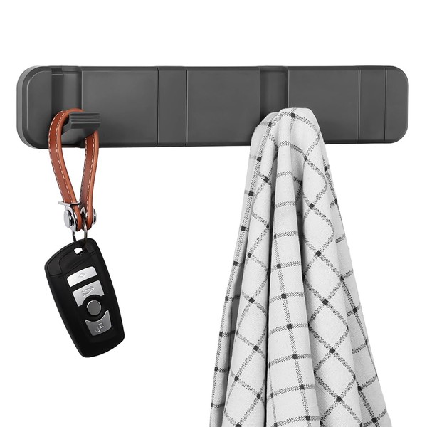 flintronic Wall Mounted Floating Rack with 4 Hooks, Foldable Suction
