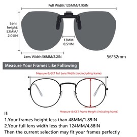 Long Keeper Clip-on Sunglasses - Polarised Clip on Sunglasses over Glasses Unisex, Rimless Polarized Flip up Sunglasses Clip on Glasses for Women Men