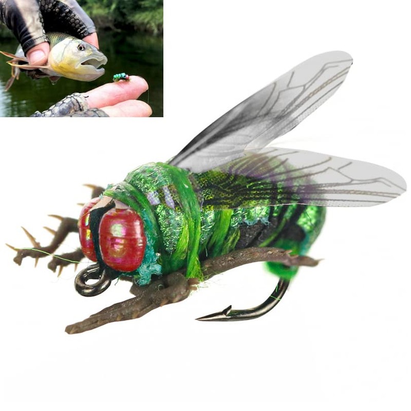 OriGlam 2pcs Trout Lure Fly Fishing Realistic Fly Flyfishing Lures,