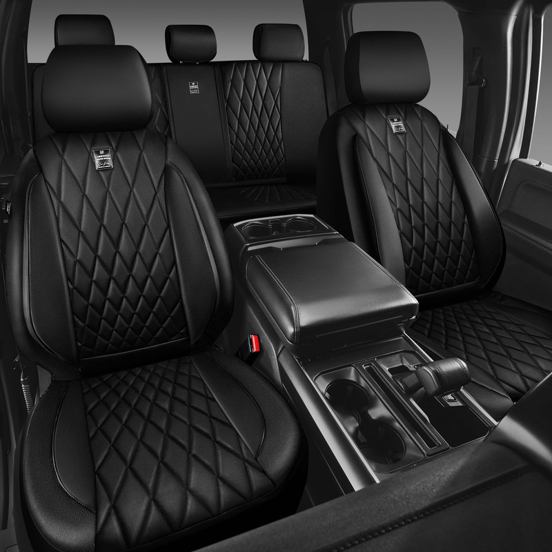 CAR PASS 5 Seats Piping Luxury Faux Leather Seat Covers