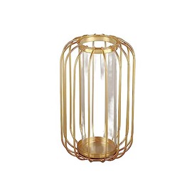 LiebeWH Jarrón Decorativo de Hierro Forjado, Farol Nórdico, Terrario de Cristal, Florero para Mesa Centro Hogar Oficina