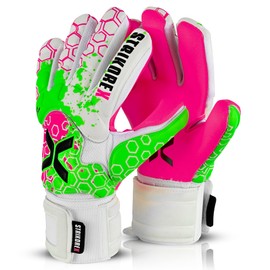 StrikoreX Wild Hawk Professional Goalie Gloves (Sizes 7-10) Pro Fingersaves & 4+3mm Contact Grip | High Performance Pro-Level Goalkeeper Gloves | Based in The USA (Pink, 8)