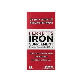 Pharmics Ferrets Iron Supplement Ferrous Fumarate Tablets High Potency 60 ct Pack of 2