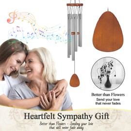 Virekm Wind Chimes Outdoor, Wind Chime with Natural Sounds, Outdoor/Indoor Decorations for Patio, Porch, Zen Garden Decor (Silver Tube)