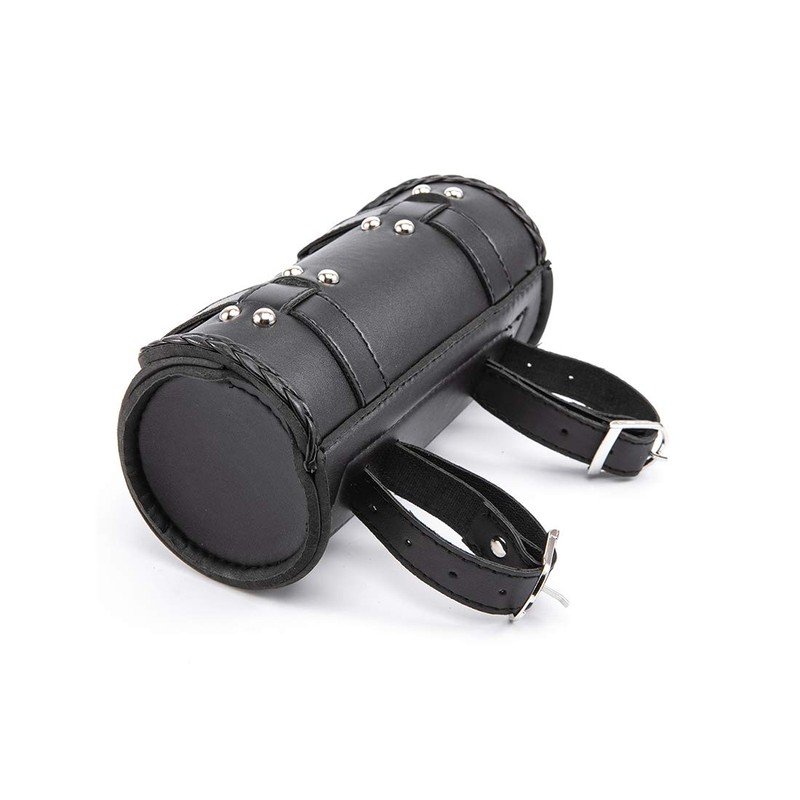 evomosa Motorcycle Fork Bag PU Leather Bicycle Handlebar Tool Bag