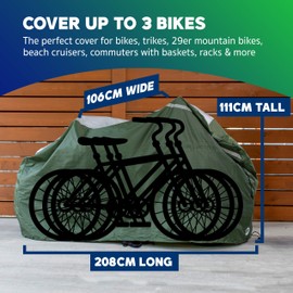 YardStash Bike Cover – XXL Reflective Bicycle Covers for Outside Storage - Waterproof & Weatherproof Garden Tarp Shelters for Bikes, Trikes, 29ers, and Electric Bicycles – Green