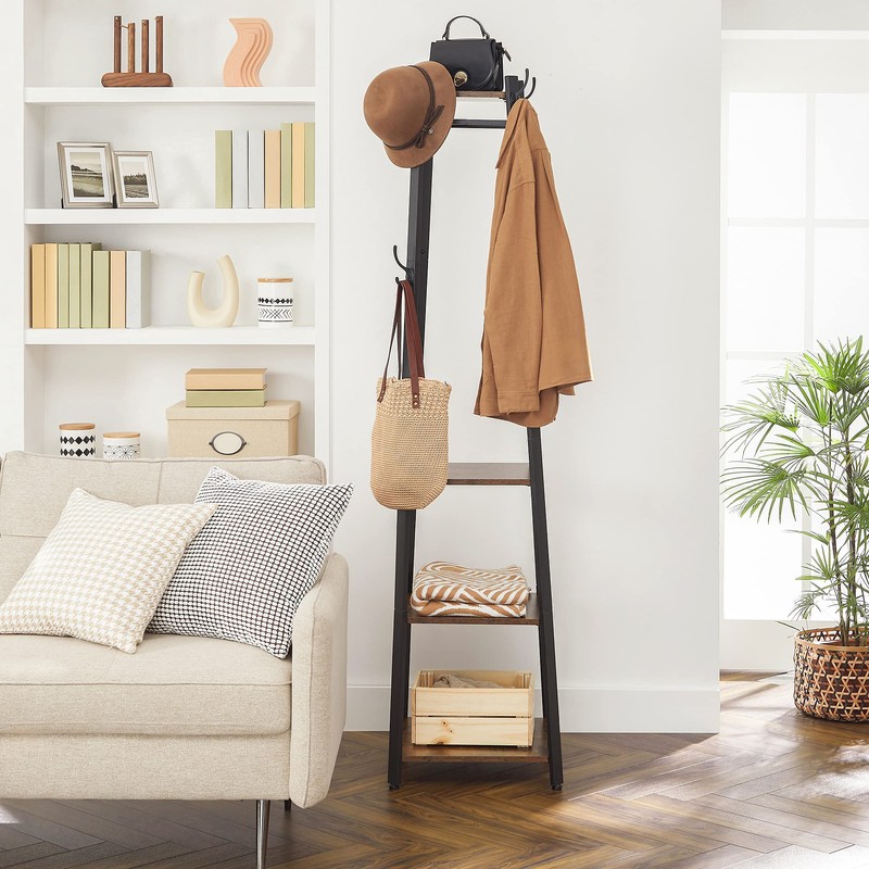 VASAGLE Coat Rack, Coat Stand with 3 Shelves, Hall Tree