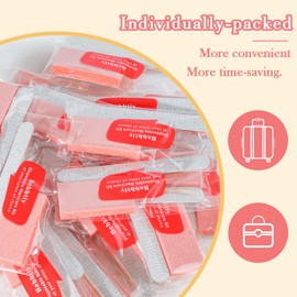 Disposable Manicure Kit Sets, 3 in 1 Nail Salon Manicure Set Professional, Nail File, Mini Buffer, Wood Stick, Individually Package for Salon Home (Count, 50, 80/100 Grit)