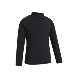 Mountain Warehouse Kids Rash Vest - UV Protection Rash Guard, Long Sleeves Childrens Rash Shirt, Flat Seams, Quick Drying, Stretch Fabric - Ideal for Swimming, Black Kids Size 7-8 Years