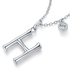 SUNFEEL 26 Letter Necklace for Women, 925 Sterling Silver Initial Necklaces, Alphabet A-Z Letter Pendant Necklace, Dainty Jewelry (H)