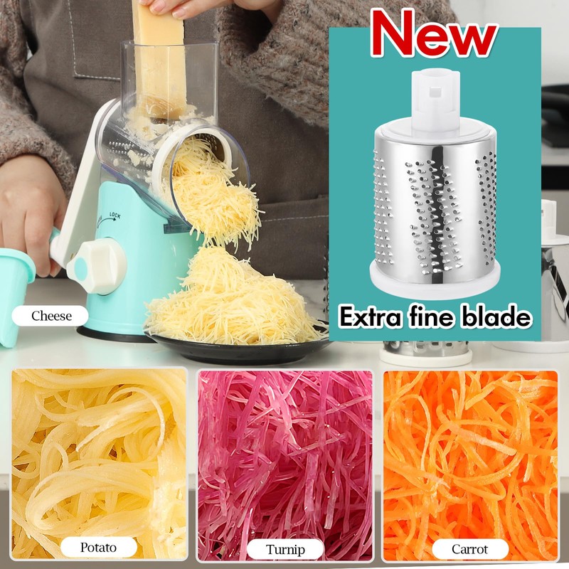 Ourokhome Rotary Cheese Grater Hand Crank, Kitchen Shredder Speed Mandolin