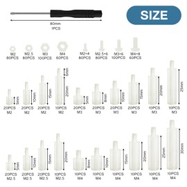 WiMas 940PCS Nylon Hex Standoff Spacer Screw Nut Threaded Pillar Standoff Screws Assorted Assortment Set M2 M2.5 M3 M4 for DIY PCB Board Motherboard Mounting (White)