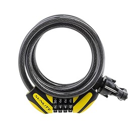 Sunlite Defender D1 Combo Cable Lock, 12mmx6FT, 12mm Diameter, Black/Yellow
