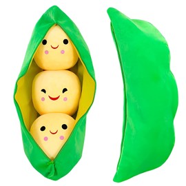 Giant Peas in A Pod Plush Toy Pea Pod Pillow Cute Pea Stuffed Toys Plant Doll Various Sizes (yellow beans,35.4''/90cm)