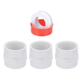 QUARKZMAN Pack of 3 2 Inch PVC Female Adaptor Pipe Fitting Suitable for SCH40 Slip Coupling Female to Female Thread Connector with Sealing Tape, Socket x NPT Female, White