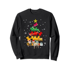 Santa Goat Christmas Tree Present Boxes Goats Shape Farmer Sweatshirt