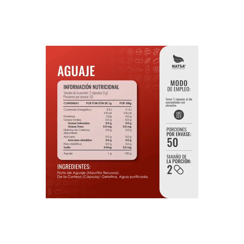 Aguaje Peruano, 300 Cápsulas (3 Frascos 100 Cap C/u), Calidad