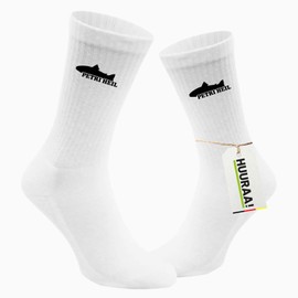 Huuraa Unisex Tennis Socks Petri Heil Fischergruß Gift Size 8/11 White Petri Heil Present