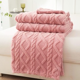 VANJOROY Fleece Blanket Large Throw for Sofa and Bed,400 GSM Lightweight Blanket, 100% Microfiber Fuzzy Soft Warm Cozy Fluffy Wool Throw for Chair,Couch,Travel.. (Pink, 150×200cm)