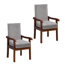 NICEEC Light Grey Spandex Arm Chair Covers for Dining Chairs Super Soft Chair Covers Armchair Easy Fit Chair Cover Set of 2 Washable Chair Protector with Zipper for Kitchen Wedding Party Living Room