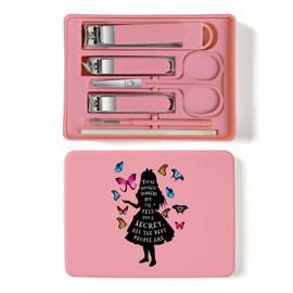 TTJHGYQO 6-Piece Nail Clipper Set with Nail File, Tweezers and ingrown toenail Removal kit Travel Nail kit for Men and Women (Alice Pink)